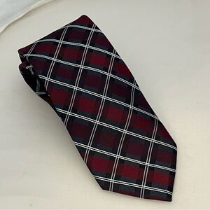 New Croft And Barrow Red Plaid London Grid Silk Blend Tie